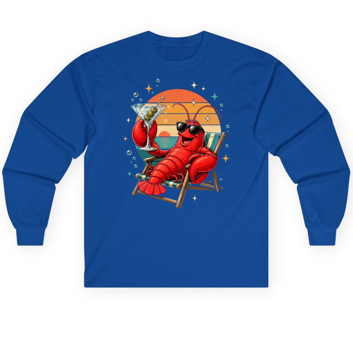 Funny Lobster Drinking Martini lobster Long Sleeve Tee Royal product mockup