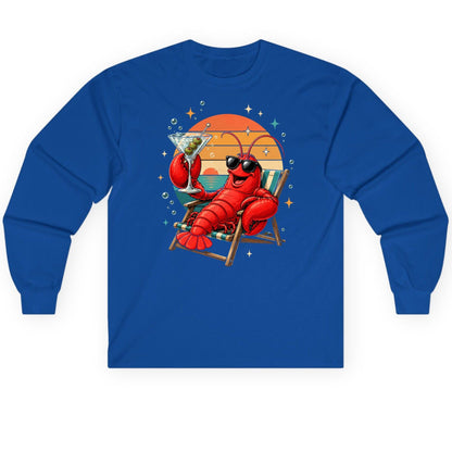 Funny Lobster Drinking Martini lobster Long Sleeve Tee Royal product mockup