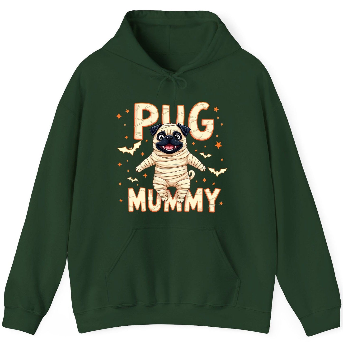 Pug Mummy pug Hoodie Forest Green product mockup