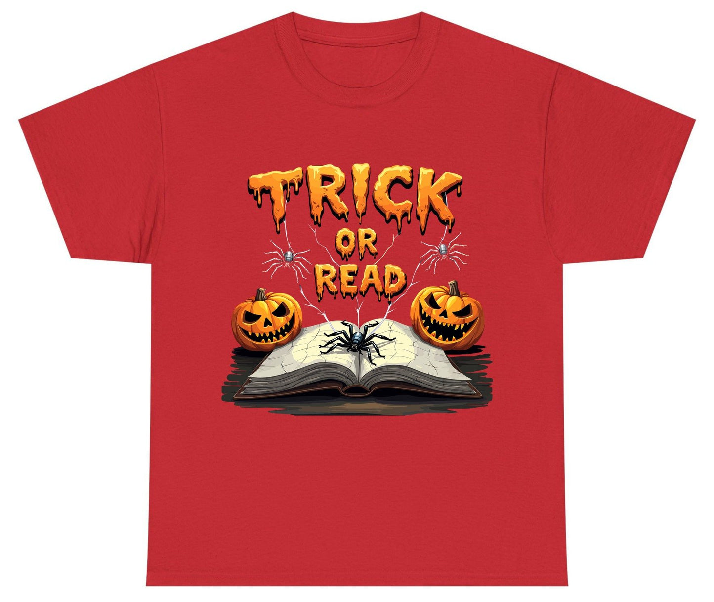 Trick or Read Halloween reading Youth T-Shirt Red product mockup