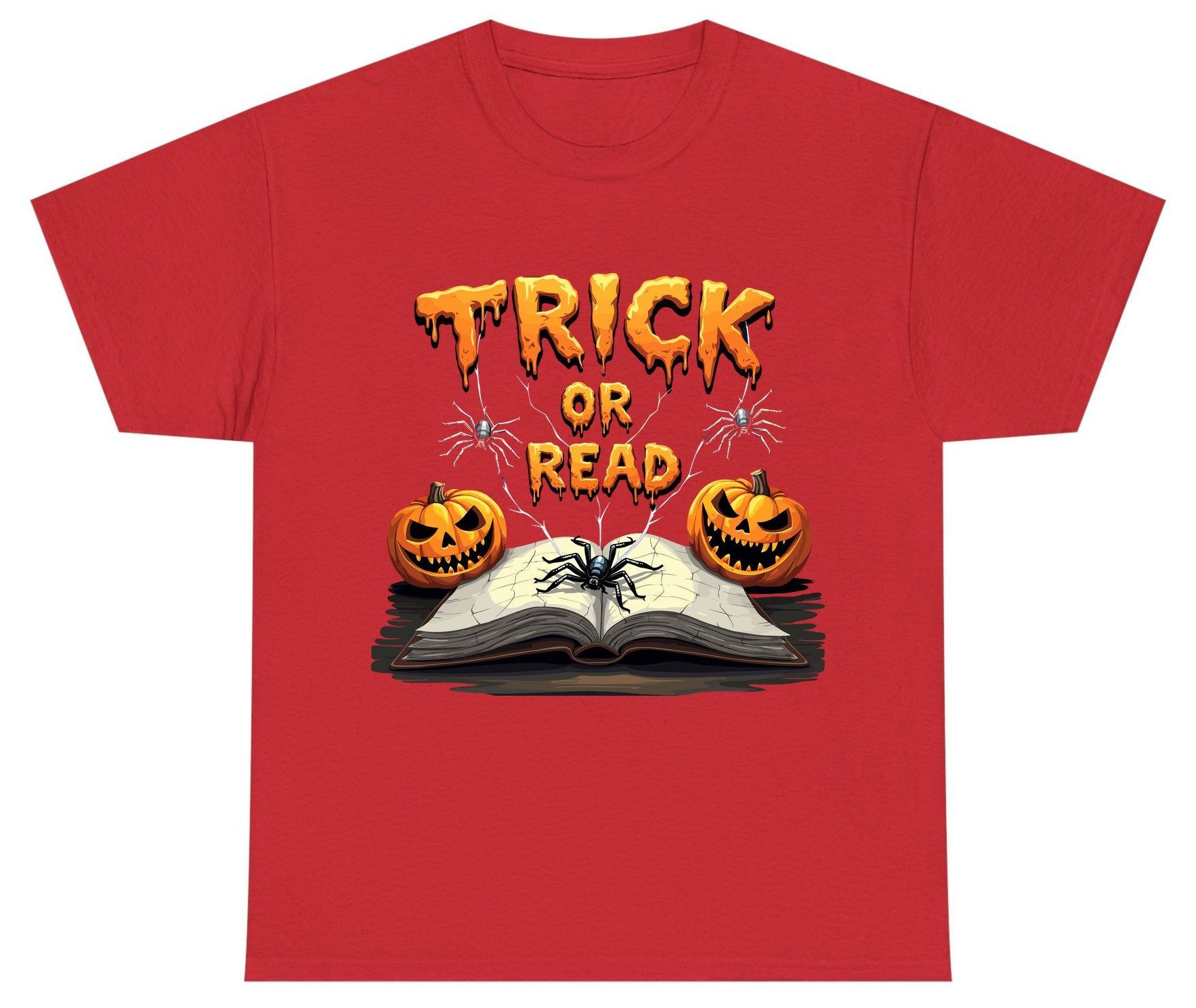 Trick or Read Halloween reading Youth T-Shirt Red product mockup