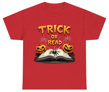 Trick or Read Halloween reading Youth T-Shirt Red product mockup