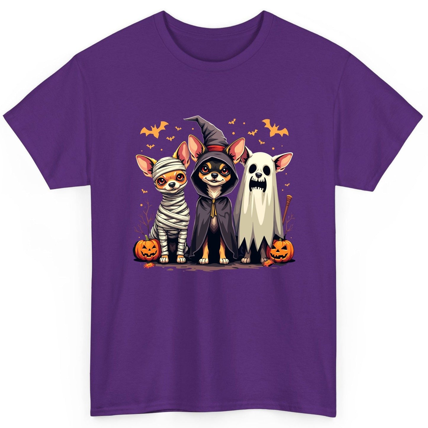 Chihuahua Halloween Costumes chihuahua dogs in Halloween costumes T-Shirt Purple product mockup