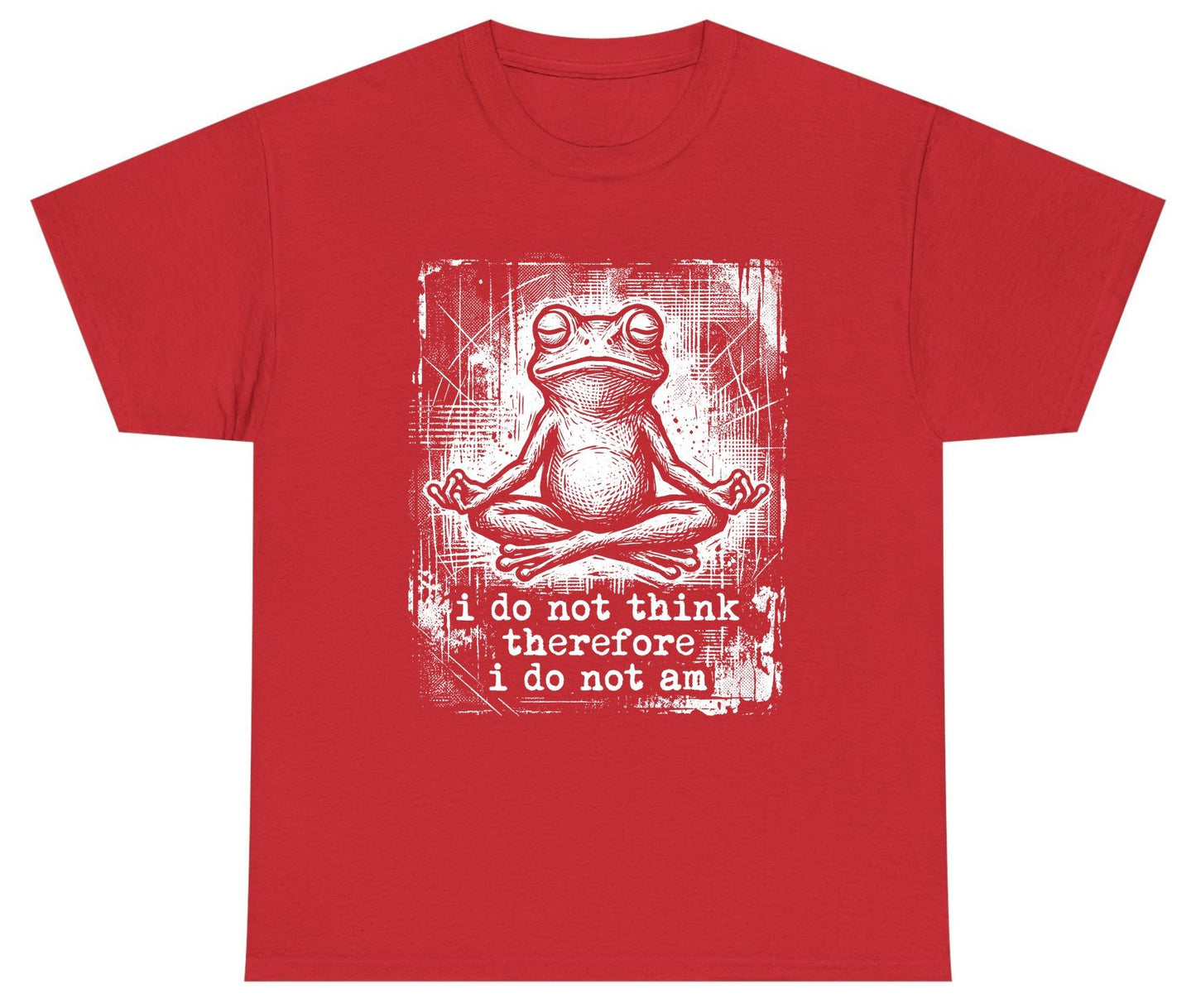 I Do Not Think Therefore I Do Not Am meditating frog Youth T-Shirt Red product mockup