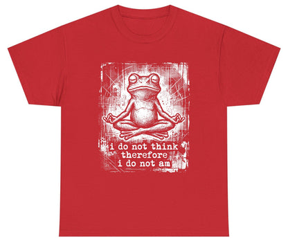 I Do Not Think Therefore I Do Not Am meditating frog Youth T-Shirt Red product mockup