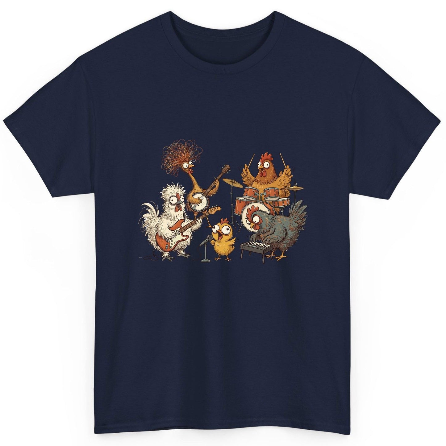 Chicken Rock Band chicken rock band T-Shirt Navy product mockup