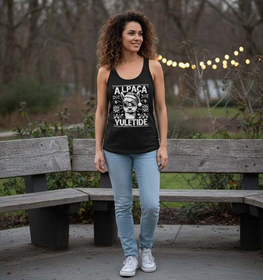 ALPACA Yuletide Funny Lovers Tank Top - lifestyle model mockup - Black