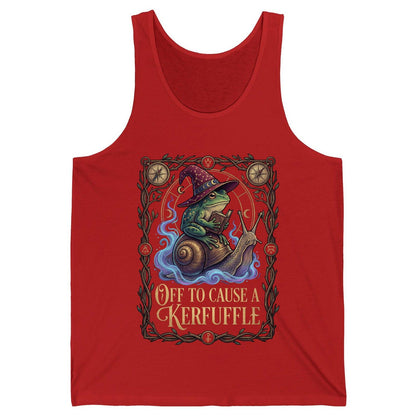 Off to Cause a Kerfuffle frog wizard Tank Top Red product mockup