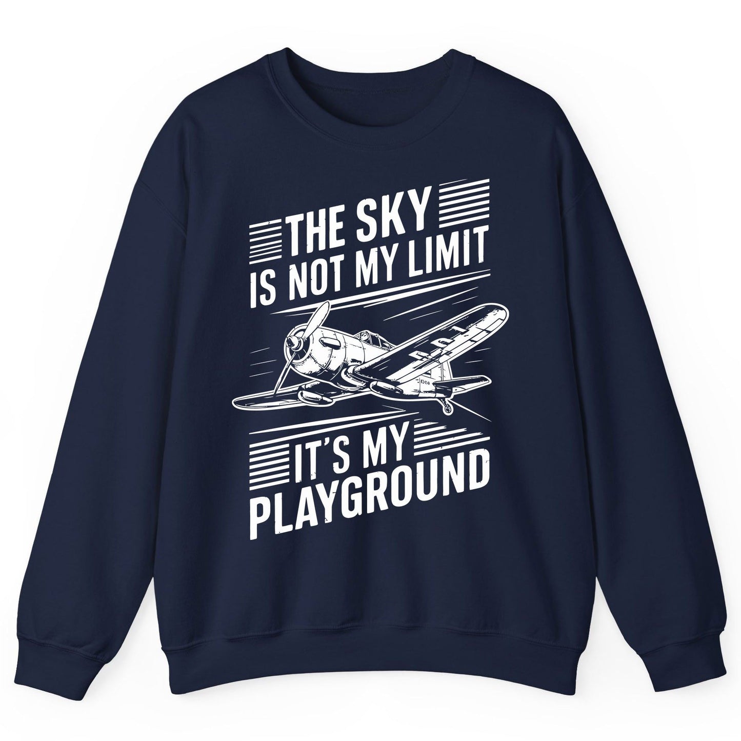 The Sky Is Not My Limit It's My Playground vintage airplane Sweatshirt Navy product mockup