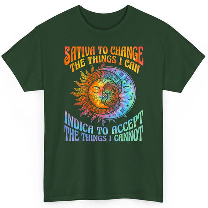 SATIVA TO CHANGE THE THINGS I CAN INDICA TO ACCEPT THE THINGS T-Shirt - product mockup - Forest Green