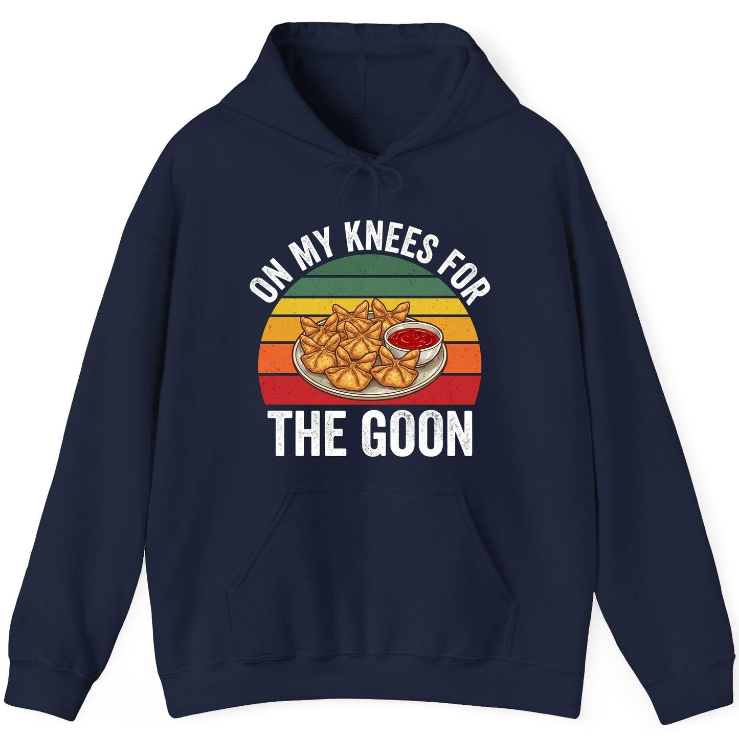 On My Knees for the Goon crab rangoon Hoodie Navy product mockup