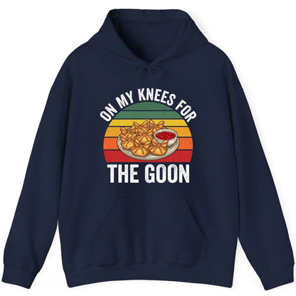 On My Knees for the Goon crab rangoon Hoodie Navy product mockup