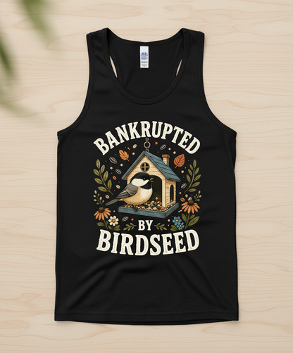 Bankrupted By Birdseed Funny Tank Top - product mockup - Black