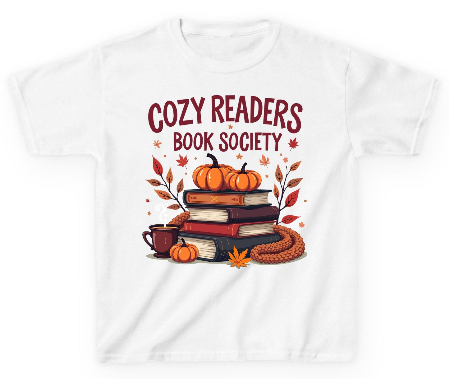 Cozy Readers Book Society reading Youth T-Shirt White product mockup