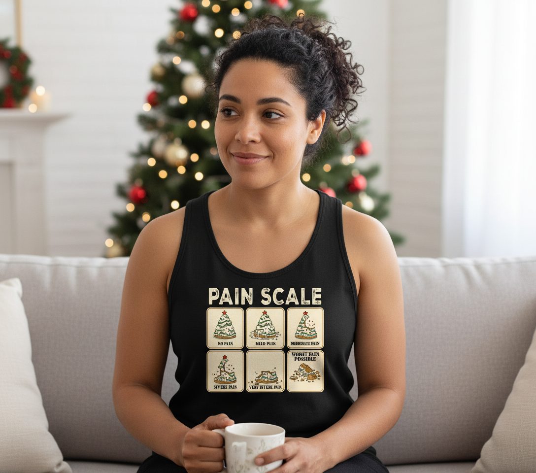 Pain Scale Christmas cookie pain scale Tank Top Black lifestyle mockup