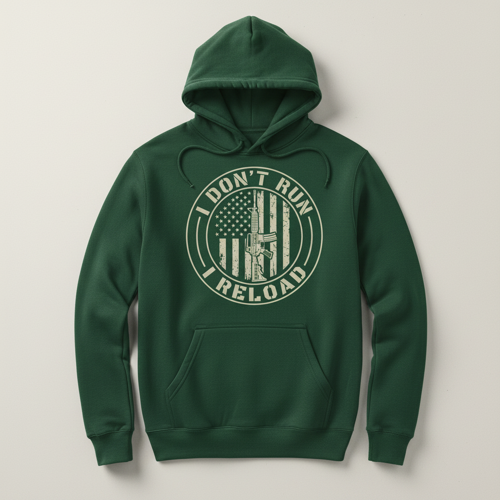 I Don't Run I Reload Patriotic Gun Rights Design Hoodie - Forest Green