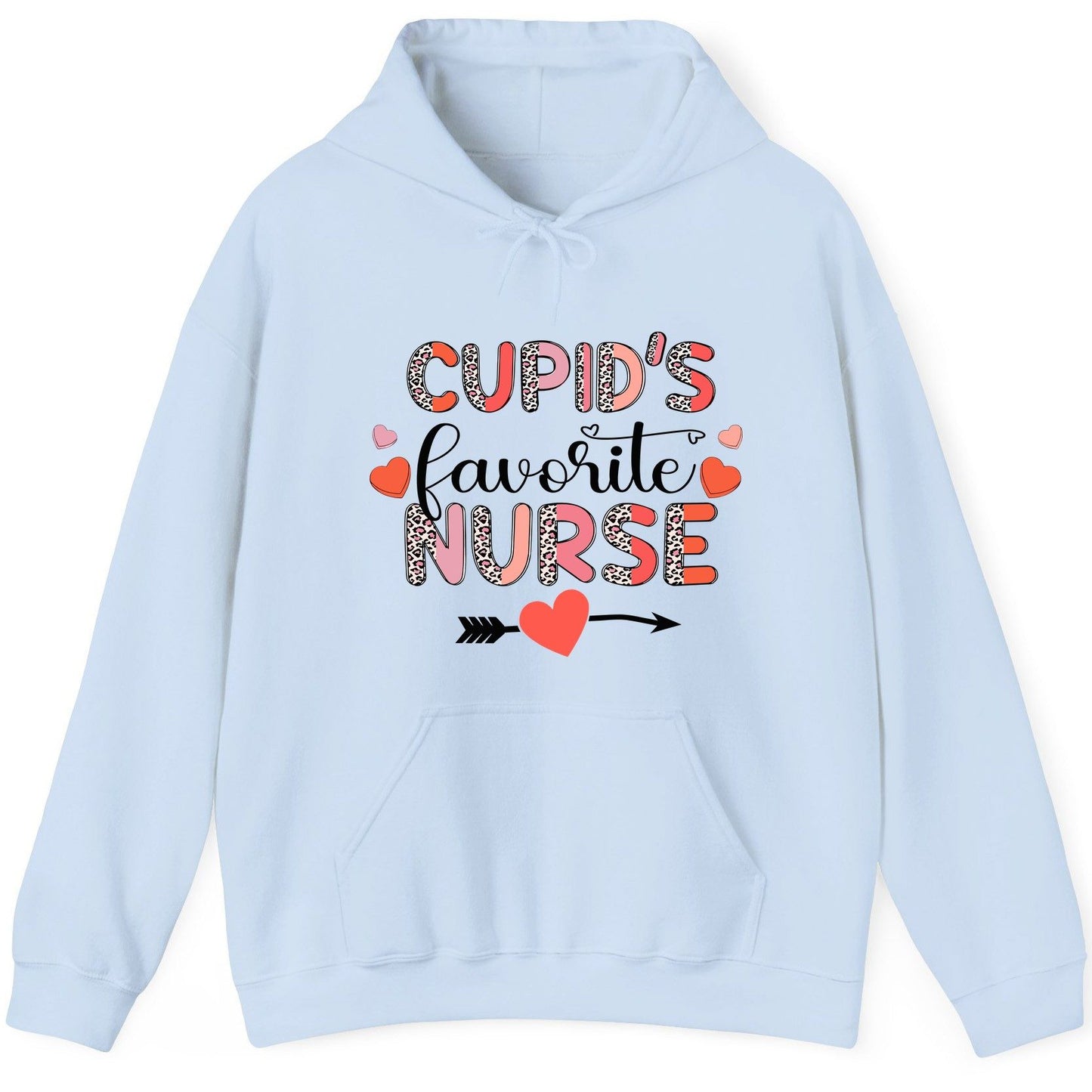 Cupid's Favorite Nurse nurse Hoodie Light Blue product mockup