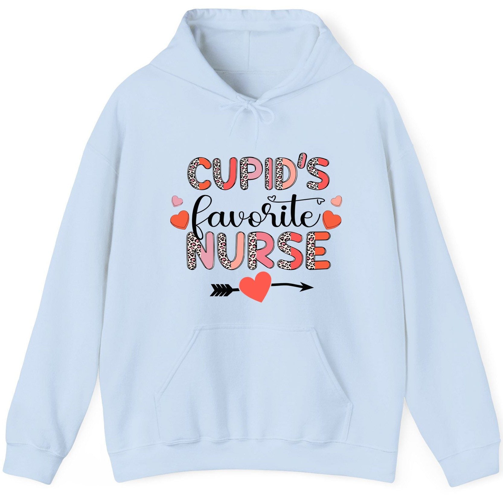 Cupid's Favorite Nurse nurse Hoodie Light Blue product mockup