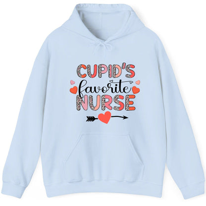 Cupid's Favorite Nurse nurse Hoodie Light Blue product mockup