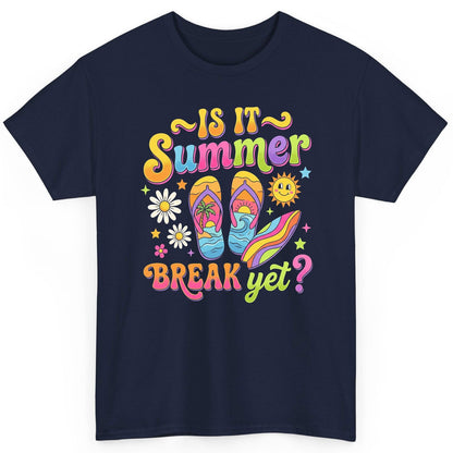 Is It Summer Break Yet Retro Vacation T-Shirt - product mockup - Navy