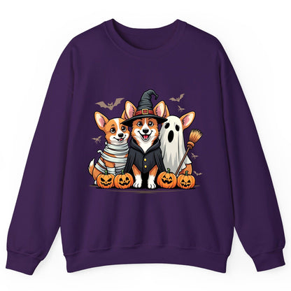 Halloween Corgi Trio Halloween corgis Sweatshirt Purple product mockup