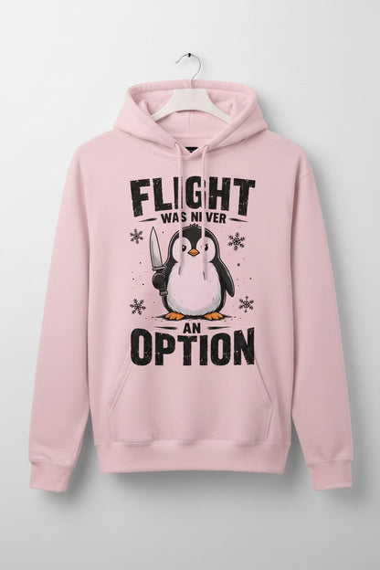 Flight Was Never an Option Funny Penguin Hoodie - product mockup - Light Pink