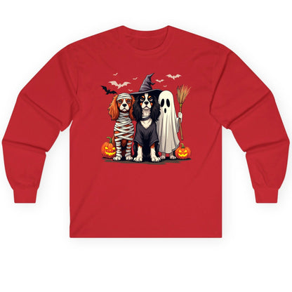 Cavalier Spaniel Halloween Dogs cavalier king charles spaniel Long Sleeve Tee Red product mockup