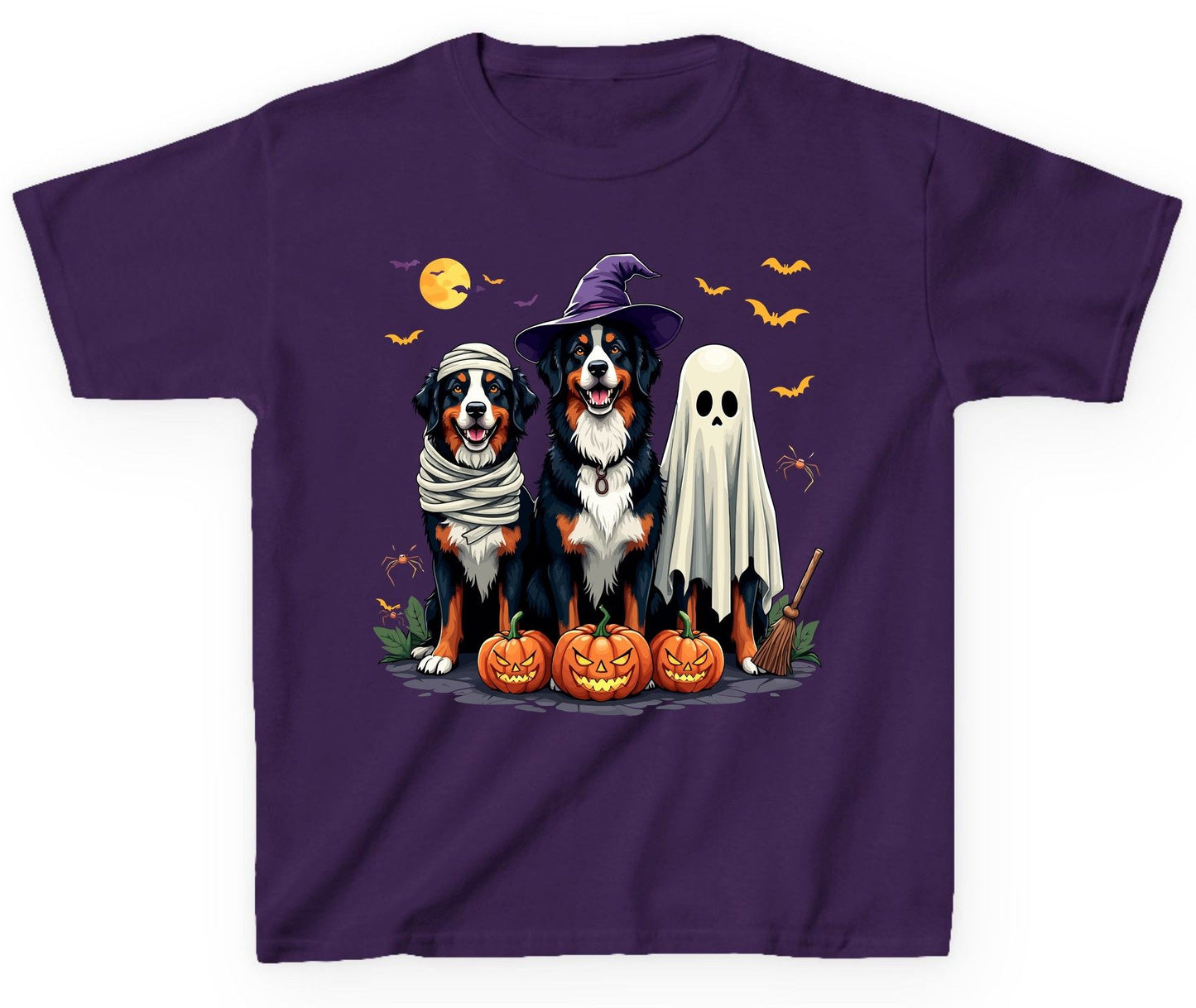 Halloween Bernese Mountain Dogs bernese mountain dog Youth T-Shirt Purple product mockup
