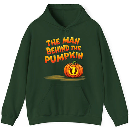 The Man Behind the Pumpkin pregnancy announcement Hoodie Forest Green product mockup