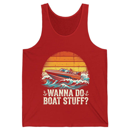 WANNA DO BOAT STUFF Funny Boating Tank Top - product mockup - Red