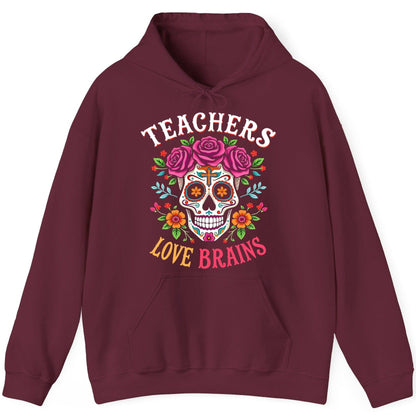 Teachers Love Brains teacher Hoodie Maroon product mockup