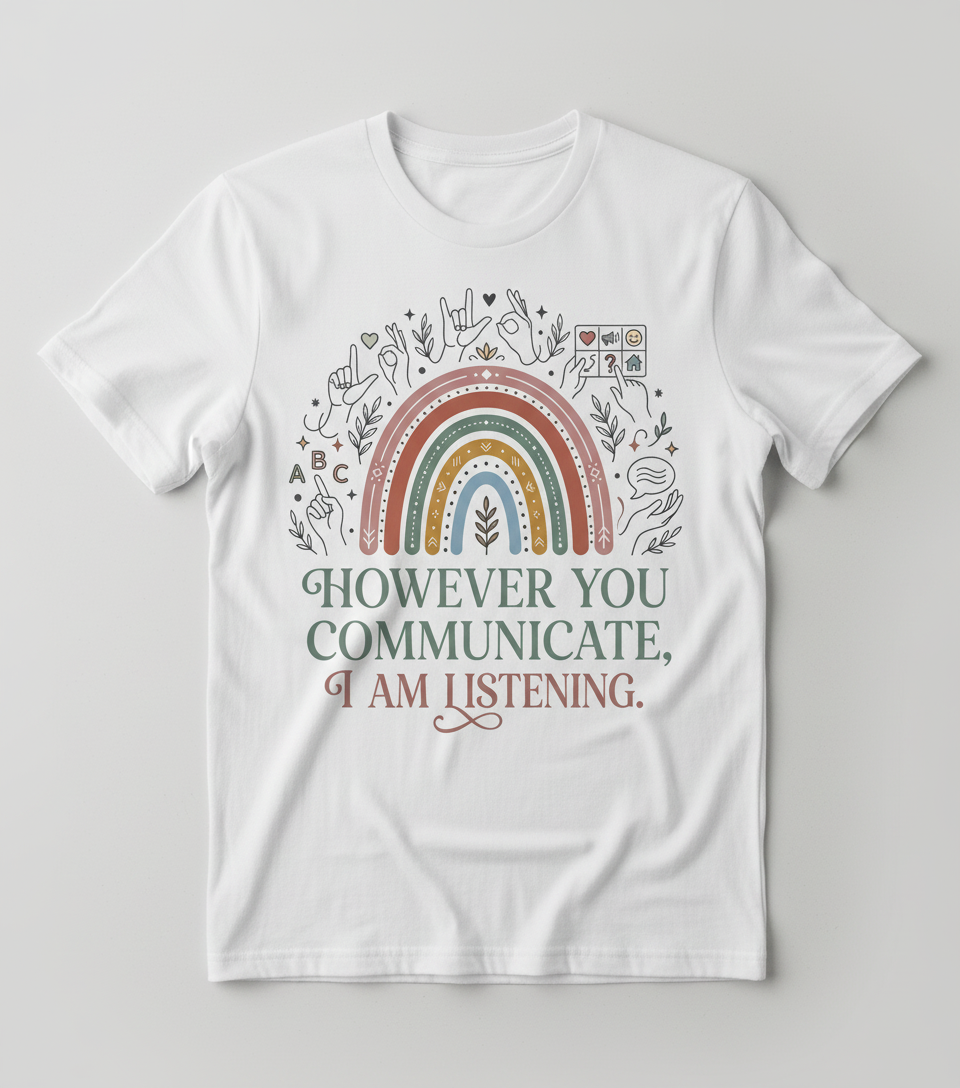 However You Communicate I Am Listening Inclusive Design T-Shirt - White