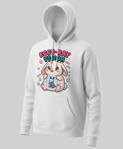 Eggs-Ray Vision Kawaii Easter Bunny Skeleton Hoodie - White