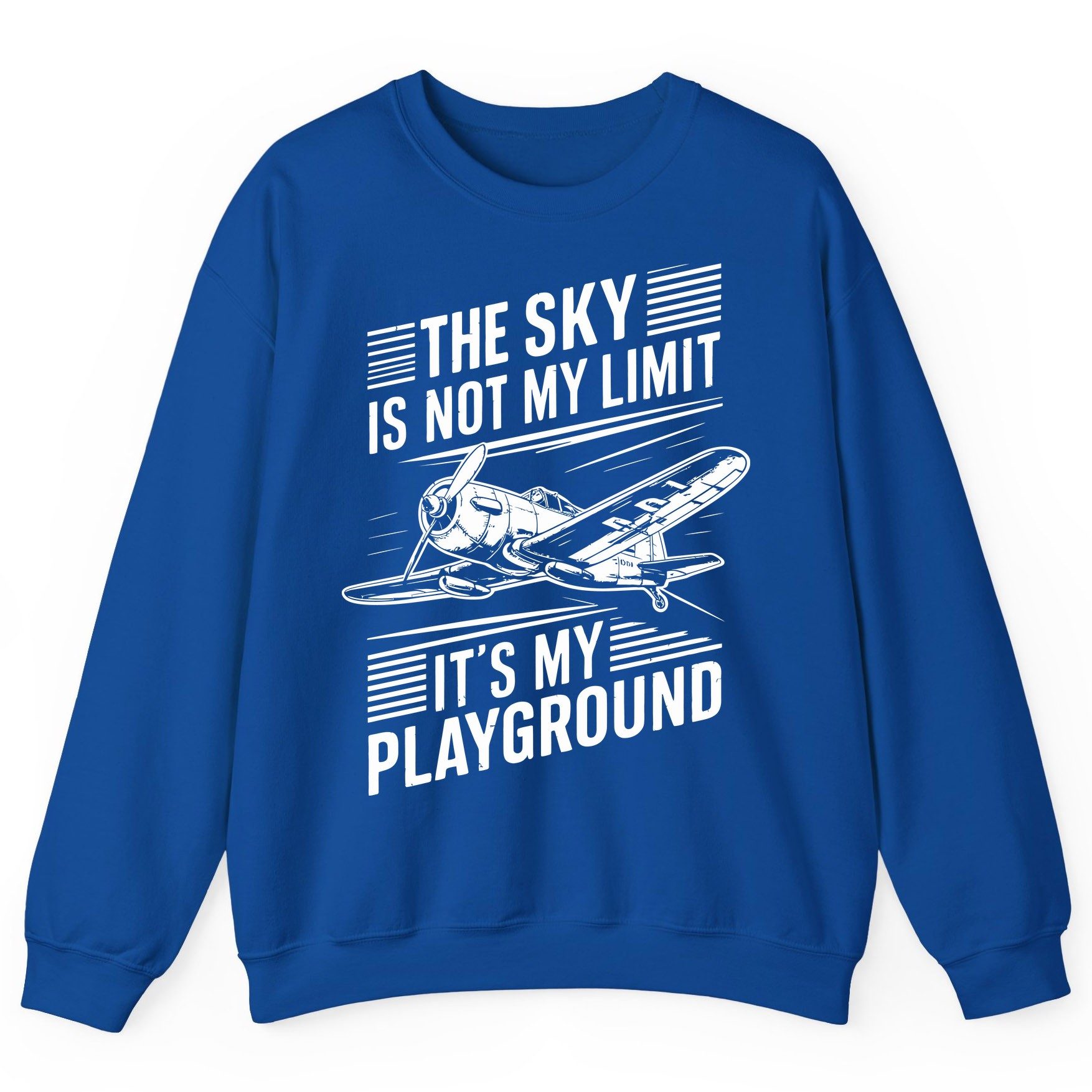 The Sky Is Not My Limit It's My Playground vintage airplane Sweatshirt Royal product mockup