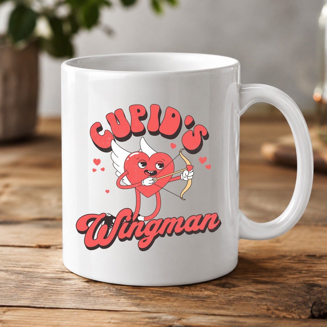 Cupid's Wingman Valentine's Day White Mug White product mockup