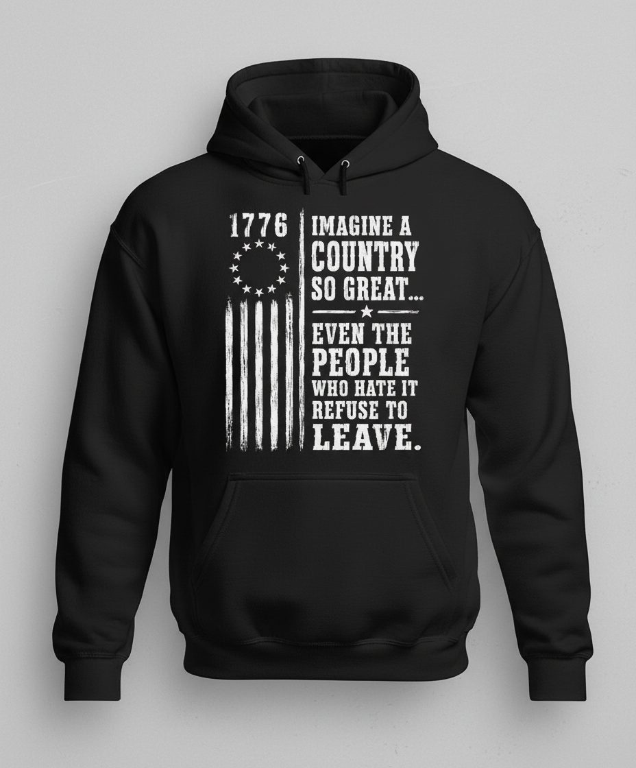 Imagine a Country So Great Patriotic Funny Patriotism Hoodie - product mockup - Black