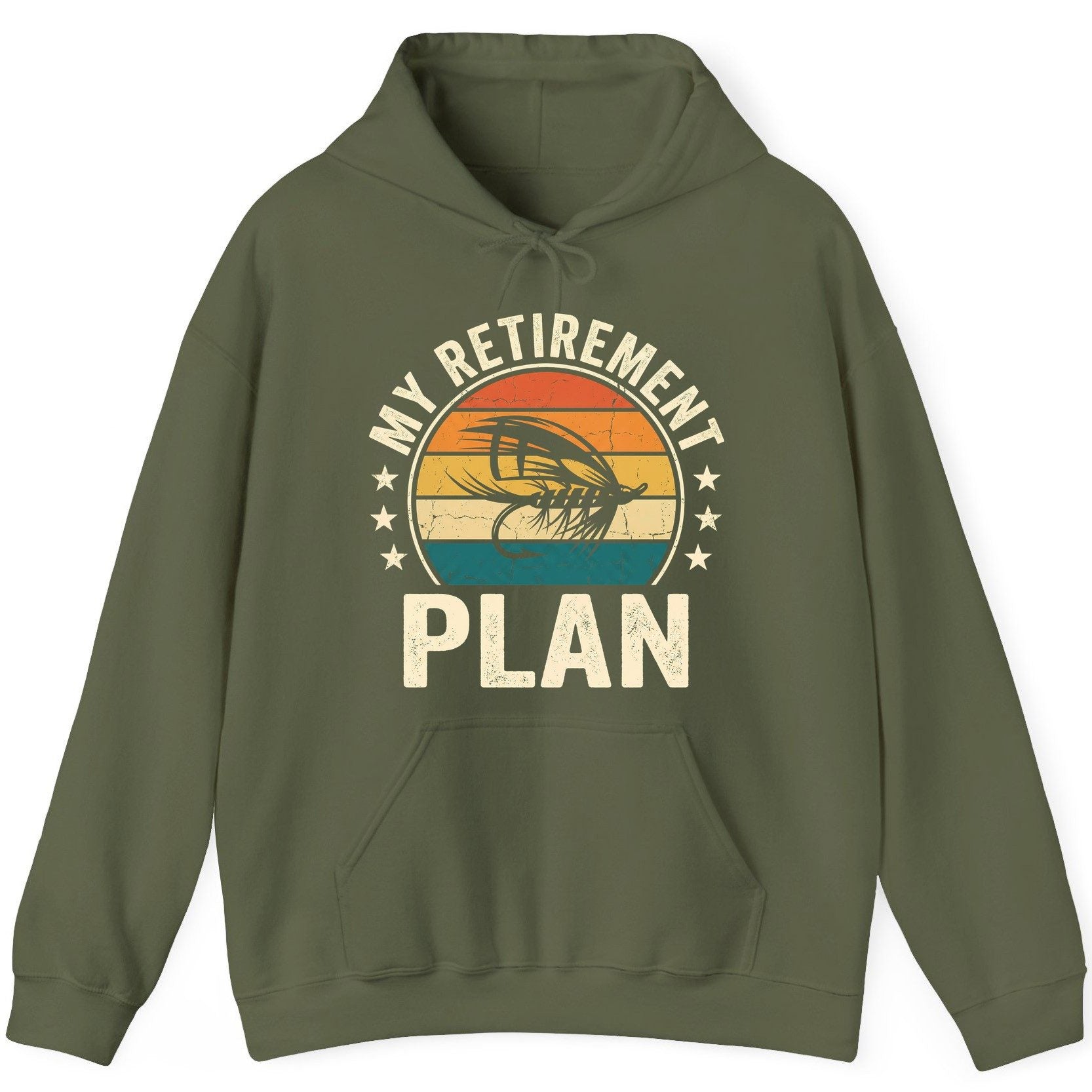 My Retirement Plan fly fishing Hoodie Military Green product mockup