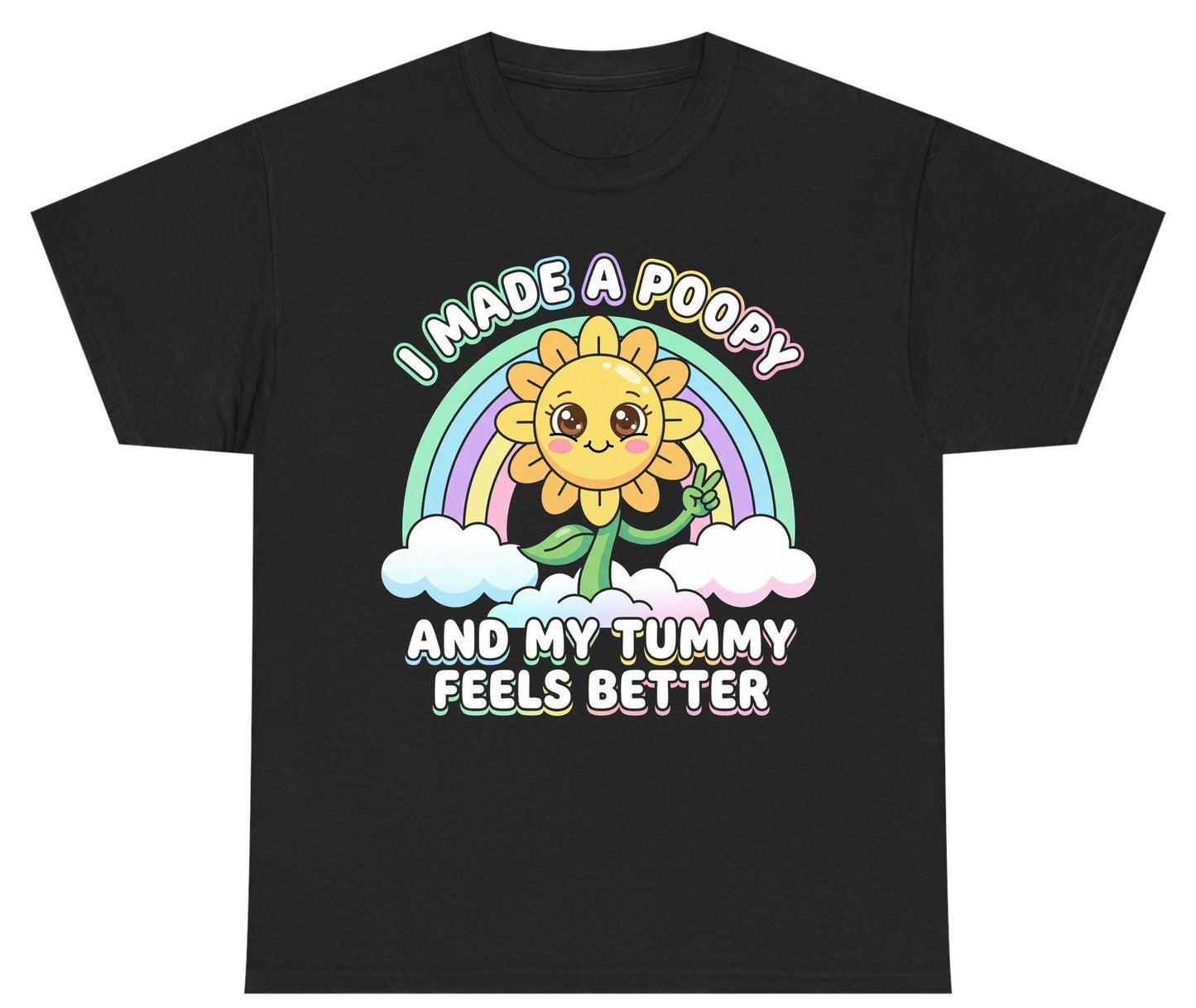 I Made a Poopy and My Tummy Feels Better kawaii sunflower Youth T-Shirt Black product mockup