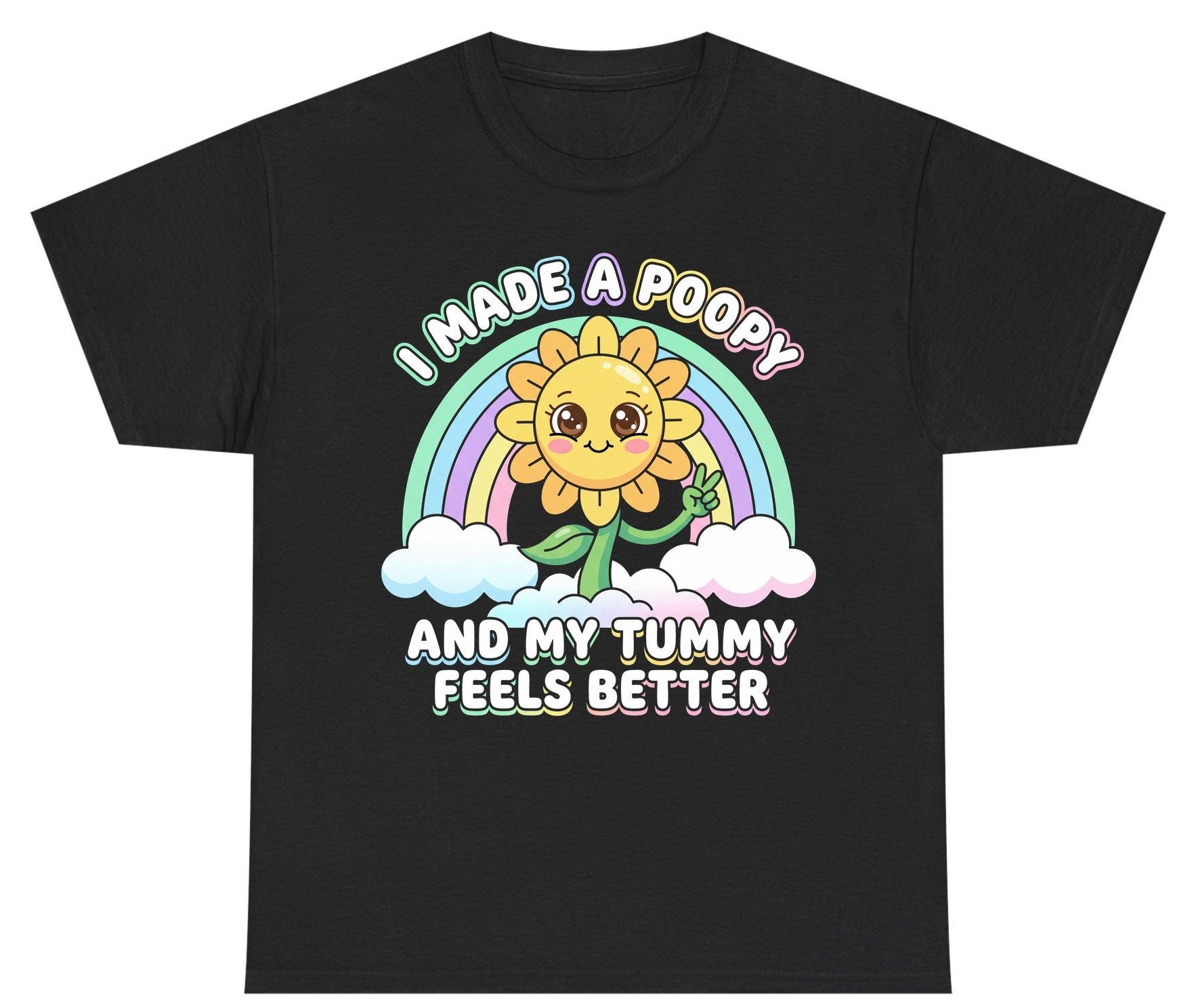 I Made a Poopy and My Tummy Feels Better kawaii sunflower Youth T-Shirt Black product mockup