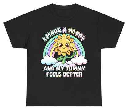 I Made a Poopy and My Tummy Feels Better kawaii sunflower Youth T-Shirt Black product mockup