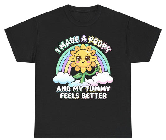 I Made a Poopy and My Tummy Feels Better kawaii sunflower Youth T-Shirt Black product mockup