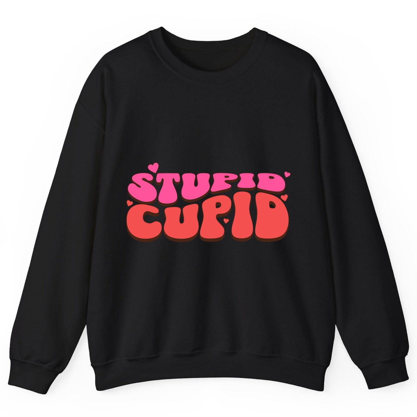 Stupid Cupid anti-Valentine's Day Sweatshirt Black product mockup