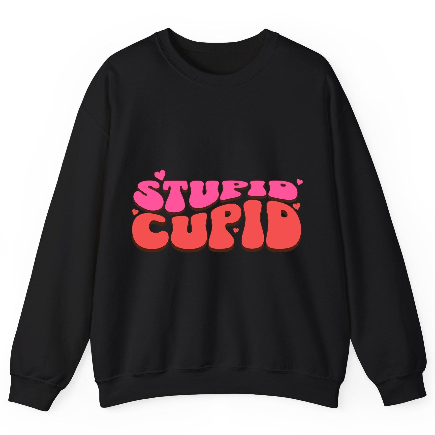 Stupid Cupid anti-Valentine's Day Sweatshirt Black product mockup
