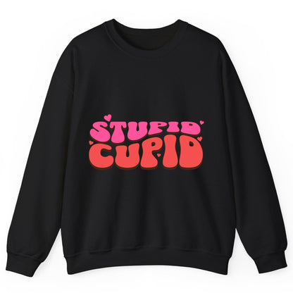 Stupid Cupid anti-Valentine's Day Sweatshirt Black product mockup