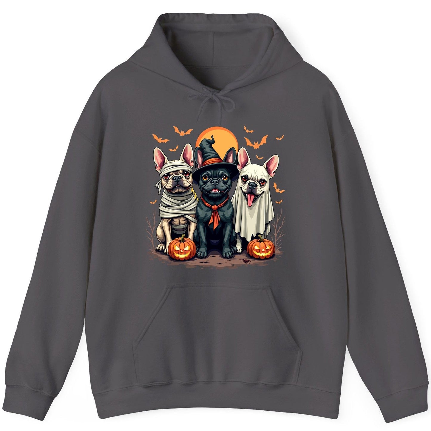 Halloween French Bulldogs Costumes french bulldogs Hoodie Charcoal product mockup