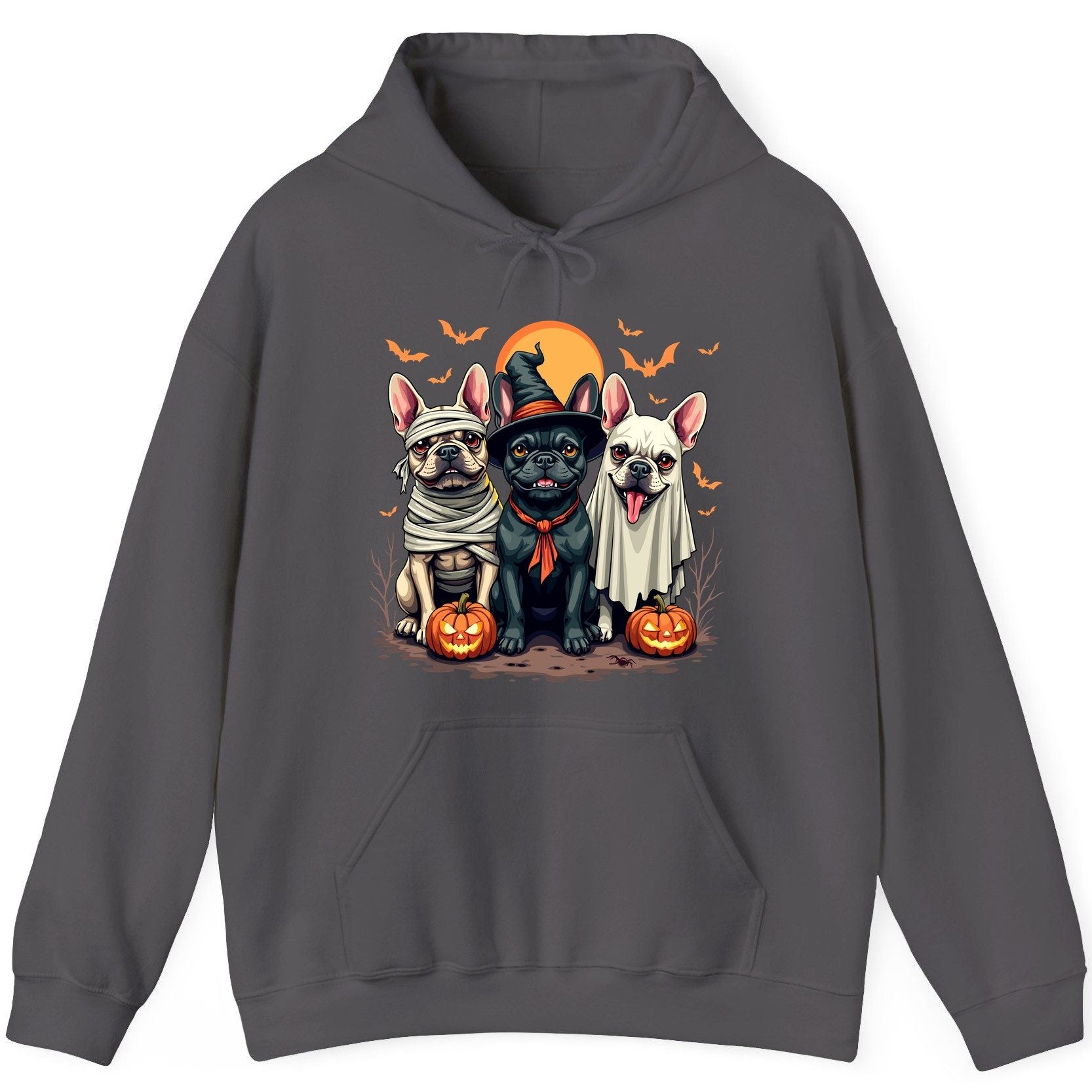 Halloween French Bulldogs Costumes french bulldogs Hoodie Charcoal product mockup