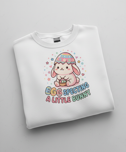 Egg Specting A Little Bunny Cute Easter Pregnancy Announcement Sweatshirt - White