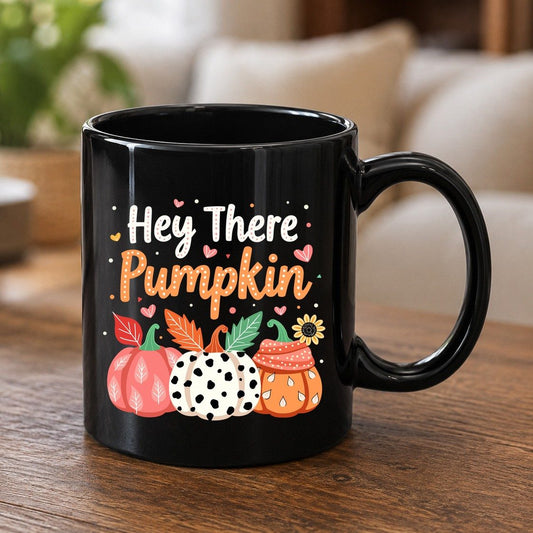 Hey There Pumpkin fall pumpkins Black Mug Black product mockup