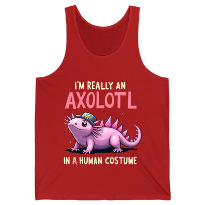 I'm Really an Axolotl in a Human Costume axolotl Tank Top Red product mockup