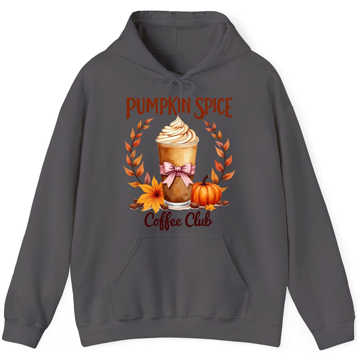Pumpkin Spice Coffee Club pumpkin spice latte Hoodie Charcoal product mockup